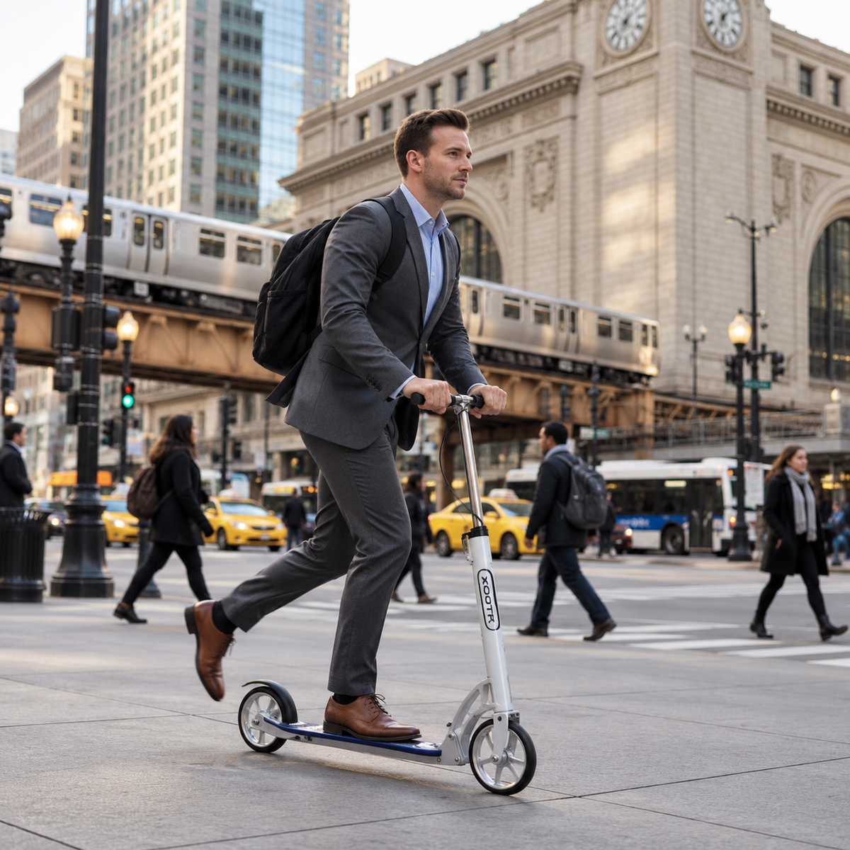 Xootr Dash blue adult kick scooter for commuting